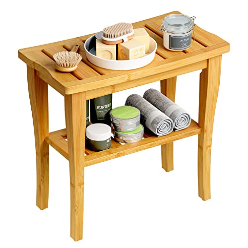 Bamboo 2-Tier Spa Shower Stool Organizer