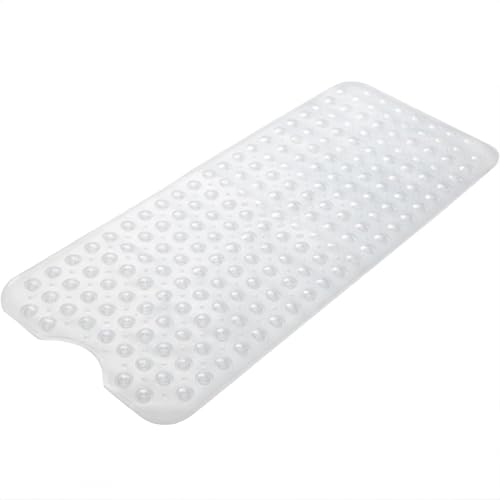 OMEO Long Non Slip Bathtub Mat - Crystal White