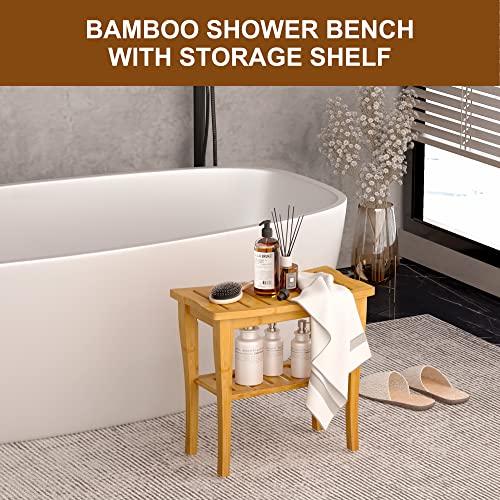 Bamboo 2-Tier Spa Shower Stool Organizer