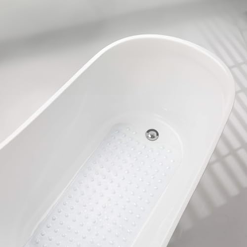 OMEO Long Non Slip Bathtub Mat - Crystal White