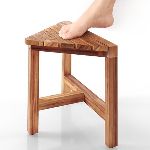 12" Wooden Shower Stool for Slippery Bathtubs - Waterproof