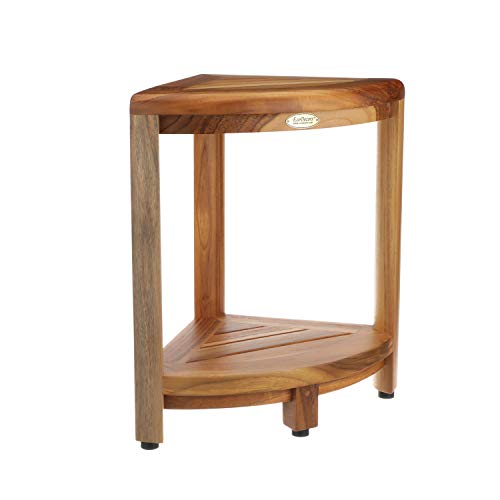 Teak Corner Shower Stool for Slippery Bathtubs