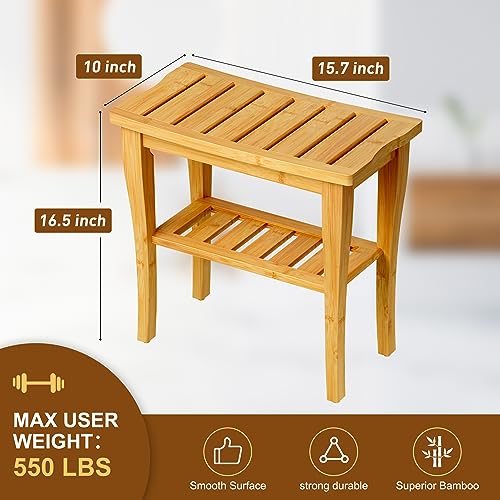 Bamboo 2-Tier Spa Shower Stool Organizer