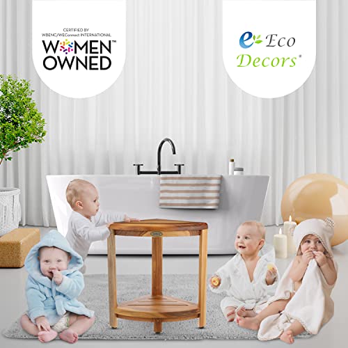 Teak Corner Shower Stool for Slippery Bathtubs