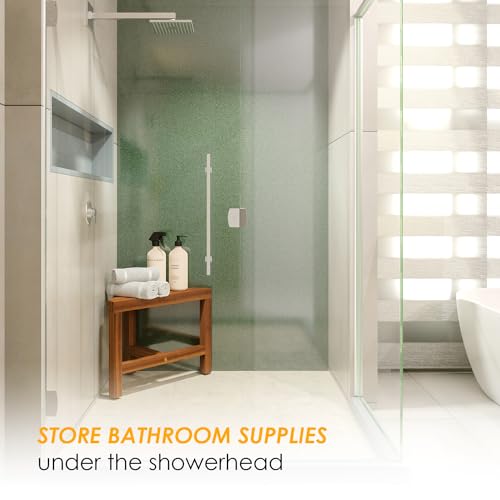 12" Wooden Shower Stool for Slippery Bathtubs - Waterproof