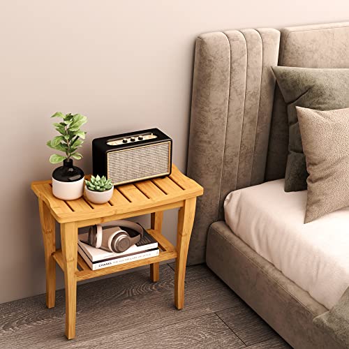 Bamboo 2-Tier Spa Shower Stool Organizer