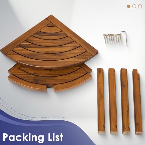 Teak Corner Shower Stool with Storage Shelf