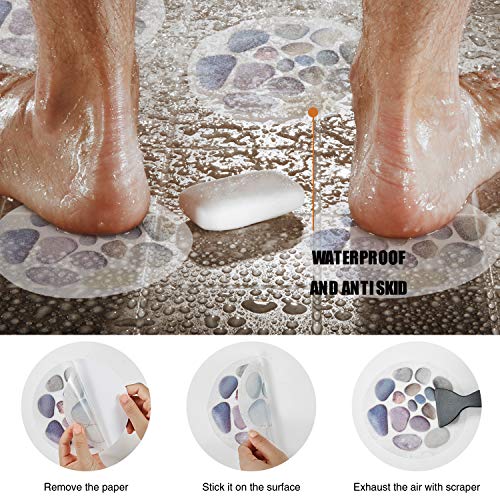Cobblestone Non-Slip Bathtub Stickers, 10 PCS, Premium Scraper