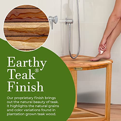 Teak Corner Shower Stool for Slippery Bathtubs