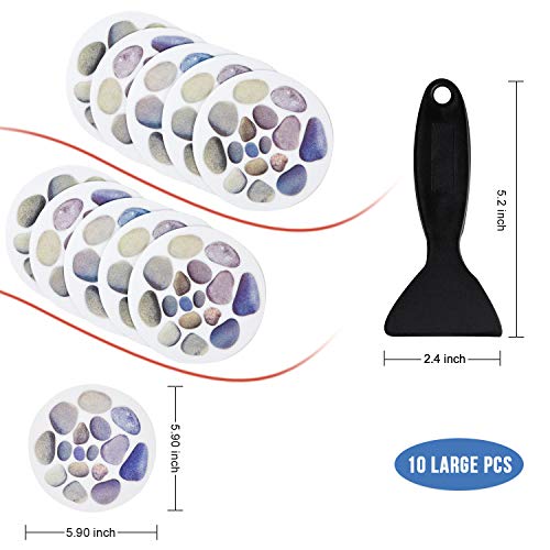 Cobblestone Non-Slip Bathtub Stickers, 10 PCS, Premium Scraper