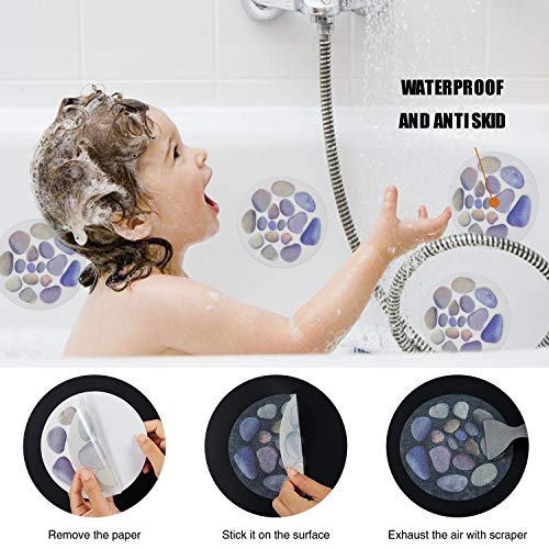 Cobblestone Non-Slip Bathtub Stickers, 10 PCS, Premium Scraper