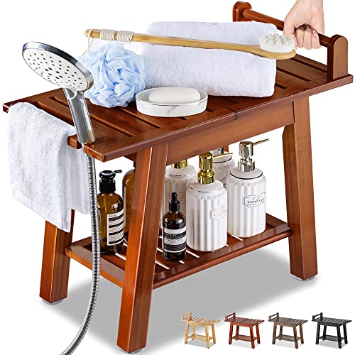 2-Tier A-Shaped Bamboo Shower Bench for Seniors, Adults