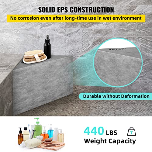 Tileable Corner Shower Bench, Waterproof & Leak Proof