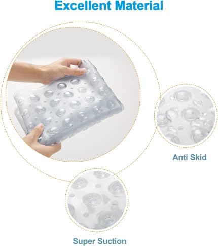 OMEO Long Non Slip Bathtub Mat - Crystal White