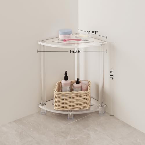 Clear Acrylic Corner Shower Stool - Small & Waterproof