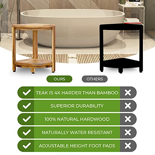 Teak Corner Shower Stool for Slippery Bathtubs