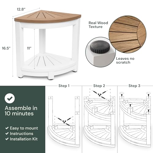 ROHKEX Corner Shower Stool - Waterproof Heavy Duty