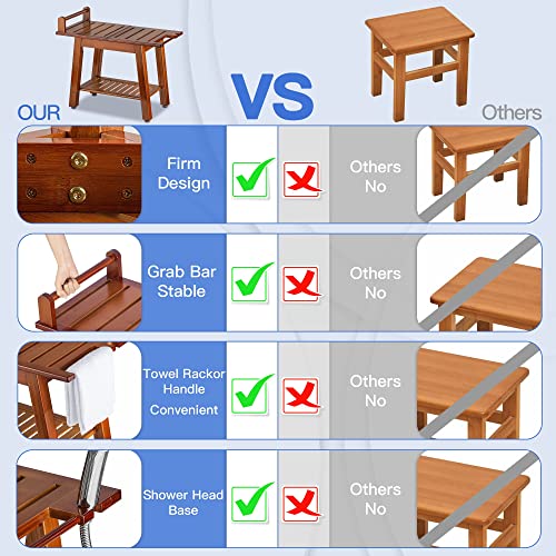 2-Tier A-Shaped Bamboo Shower Bench for Seniors, Adults