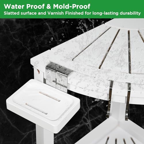 Ollieroo 2-Tier Bamboo Shower Stool with Storage Shelf