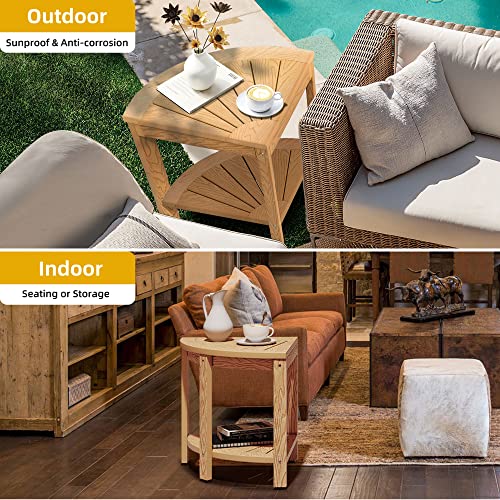 Teak Corner Shower Seat with Storage Shelf