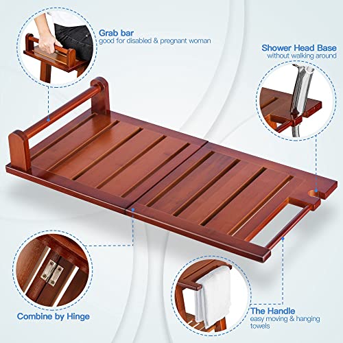 2-Tier A-Shaped Bamboo Shower Bench for Seniors, Adults