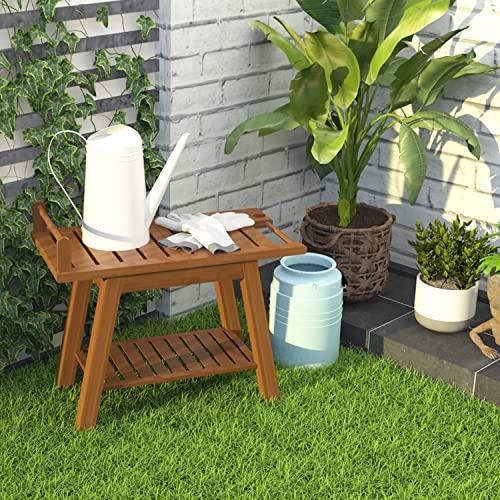 2-Tier A-Shaped Bamboo Shower Bench for Seniors, Adults