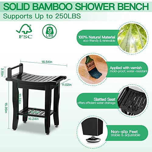 Bamboo 2-Tier Shower Bench for Elderly and Disabled