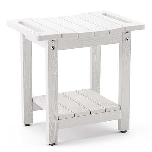 White HDPS Shower Bench Seat, Waterproof & Non-Slip