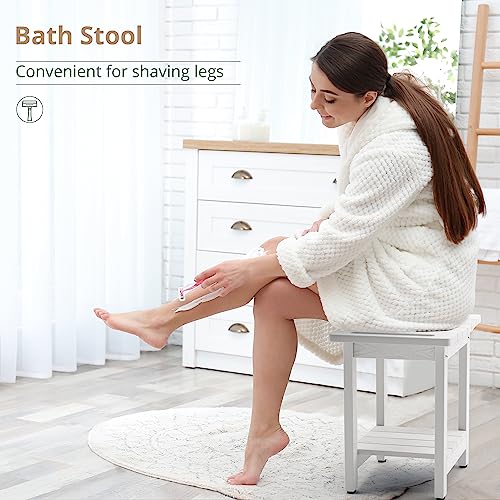 White HDPS Shower Bench Seat, Waterproof & Non-Slip