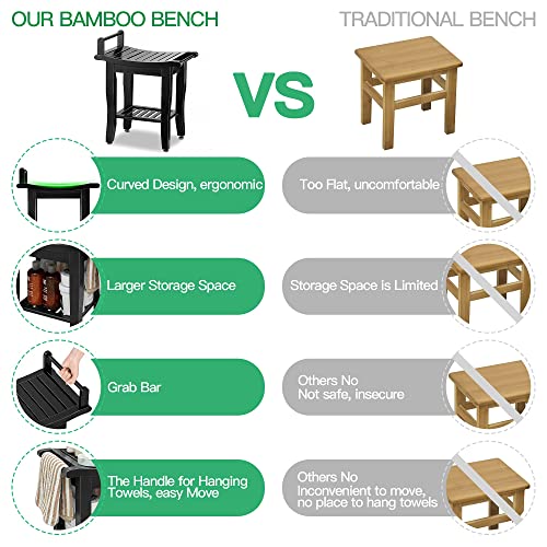 Bamboo 2-Tier Shower Bench for Elderly and Disabled