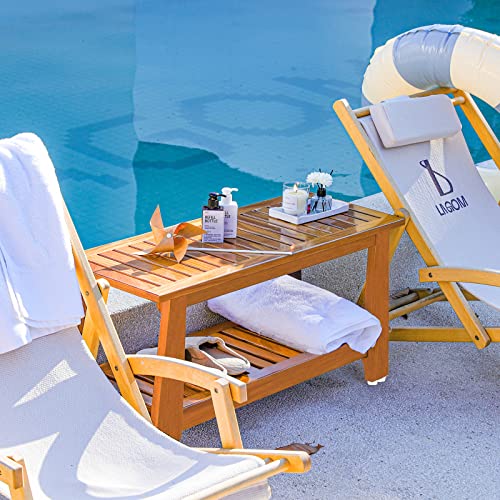 Teak Shower Bench with Shelf - Patented Design