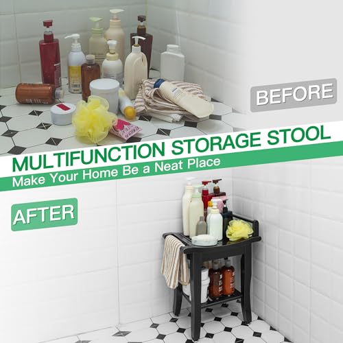 Bamboo 2-Tier Shower Bench for Elderly and Disabled