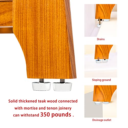 Teak Shower Bench with Shelf - Patented Design