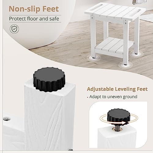 White HDPS Shower Bench Seat, Waterproof & Non-Slip