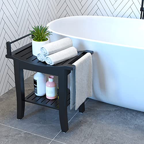 Bamboo 2-Tier Shower Bench for Elderly and Disabled