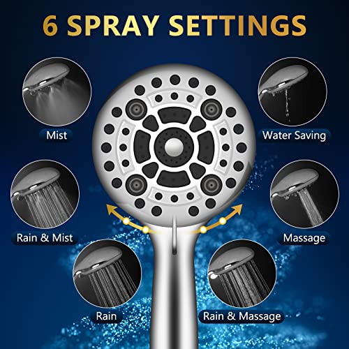 DAKINGS Handheld Showerhead Set with 6 Spray Modes