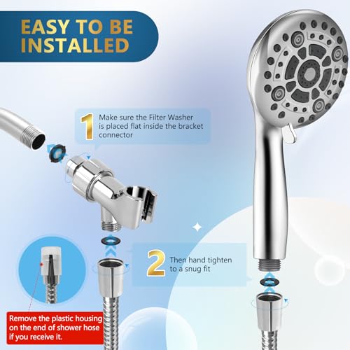 DAKINGS Handheld Showerhead Set with 6 Spray Modes