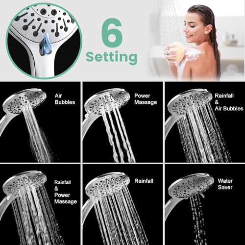 LINPUNG Handheld Shower Head: Chrome High Pressure, 6 Modes