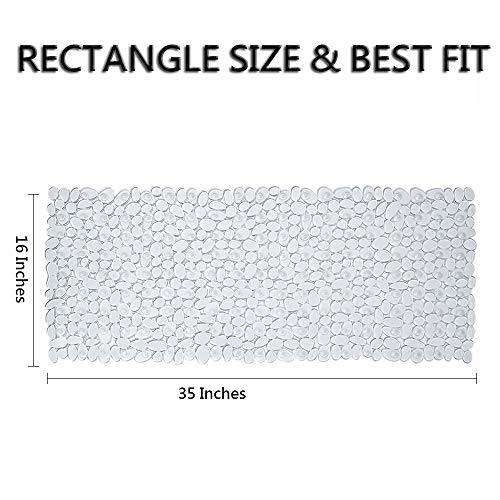 Clear Pebble Bathtub Mats 2-Pack, 35 x 16" Mats