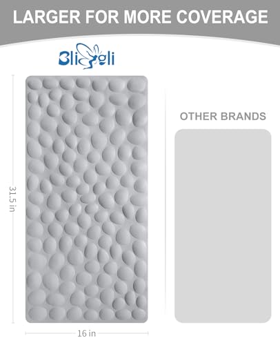 Non-Slip Bathtub Mat, 16x31.5 Inch, Strong Suction Cups