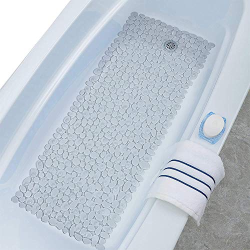 Clear Pebble Bathtub Mats 2-Pack, 35 x 16" Mats