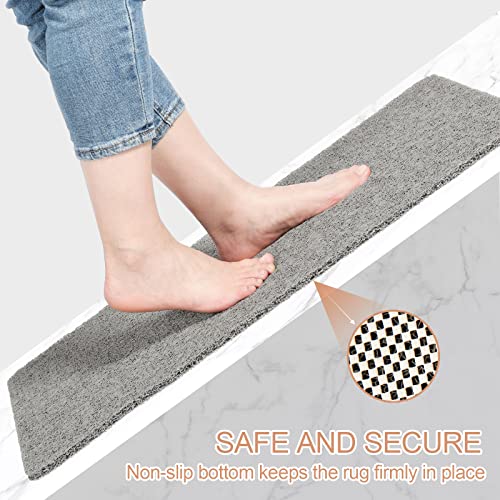 Grey Slip-Resistant Bath Mat for Elderly, 17'' x 30