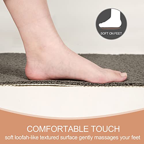 Grey Slip-Resistant Bath Mat for Elderly, 17'' x 30