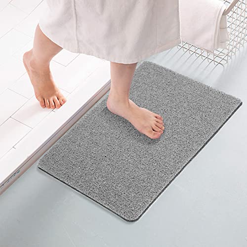 Grey Slip-Resistant Bath Mat for Elderly, 17'' x 30