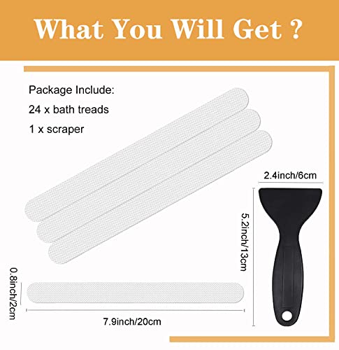 24 PCS Clear Non Slip Bathtub Stickers with Scraper