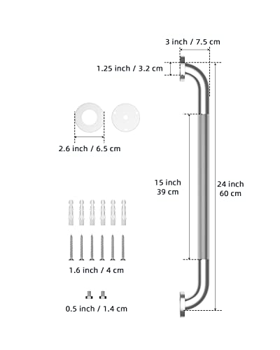 24" Stainless Steel Anti-Slip Bathroom Grab Bar