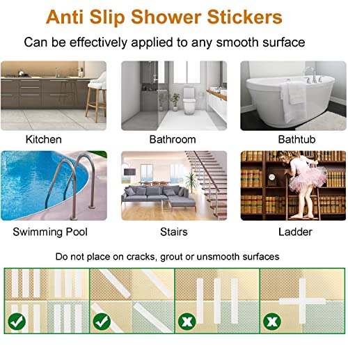 24 PCS Clear Non Slip Bathtub Stickers with Scraper