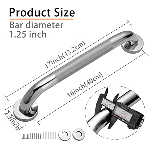 2 Pack 16" Rockgoya Shower Grab Bars: Anti-Slip Steel
