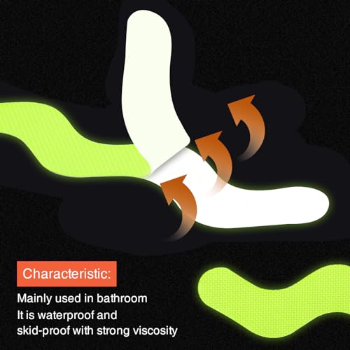 24 Luminous Anti-Slip Bathtub Stickers with Premium Scraper