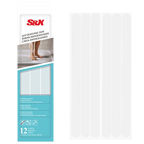 12 Pack Clear Non Slip Bathtub Stickers, 3/4" x 11